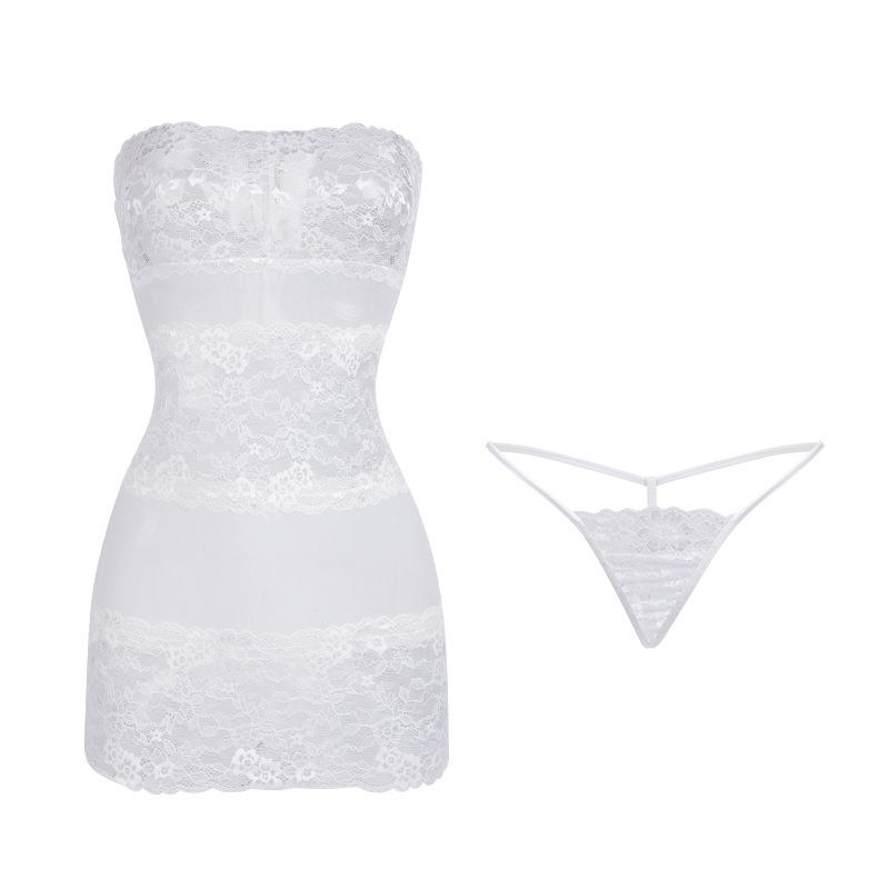 Manyan Sexy Lace See-Through Lingerie Mesh Tube Top Secretary Suit 9140