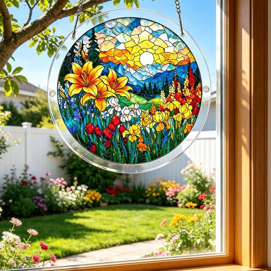 Puzzle in Acrilico Suncatcher Vetro Colorato Ornamento da Appendere alla Finestra Puzzle Fai da Te Pannello Suncatcher per Arredamento Casa Regali per Mamma Amici