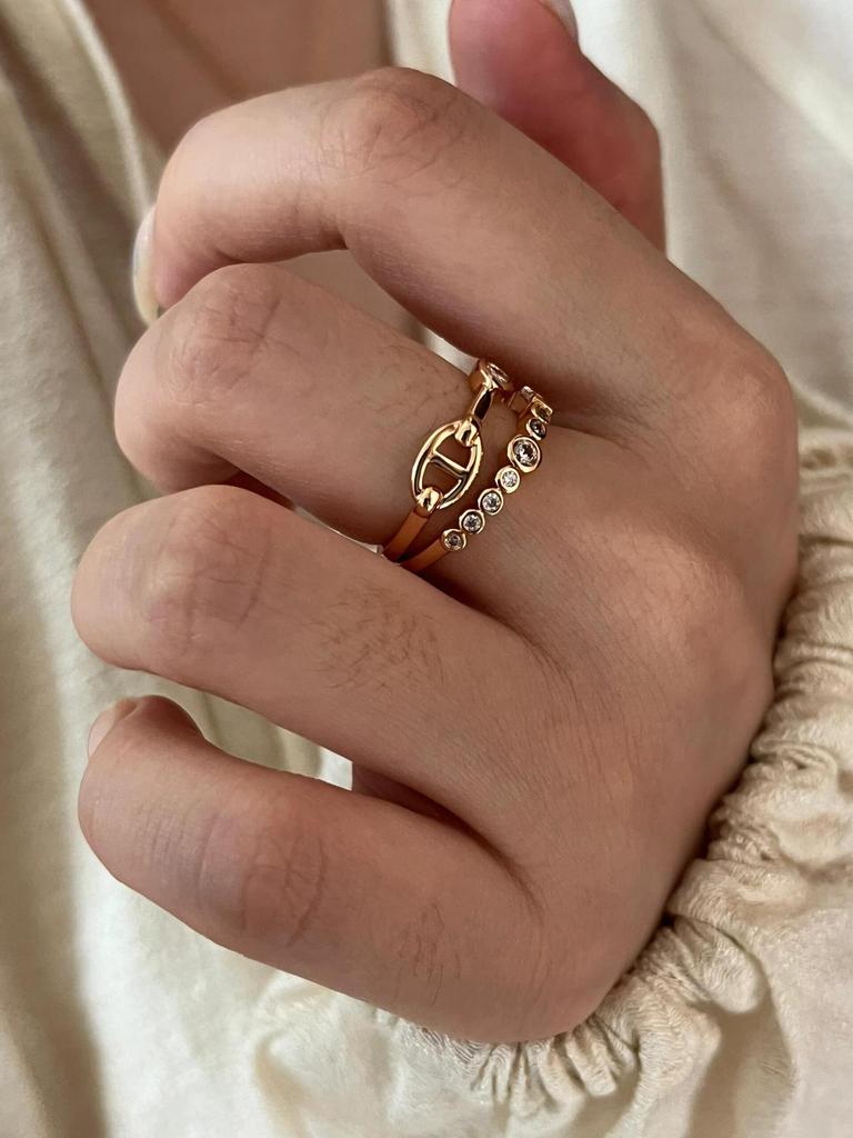 Hochwertiger, vergoldeter Diamant-Pagodenring im H-Stil – Vielseitiges Modeaccessoire im europäischen und amerikanischen Stil