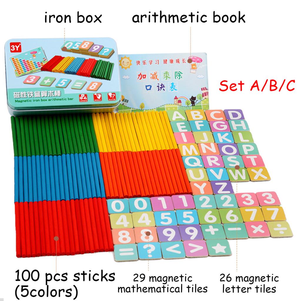 Buy Montessori Magnetic Iron Box Digital Clock Math Toy Number Counting ...