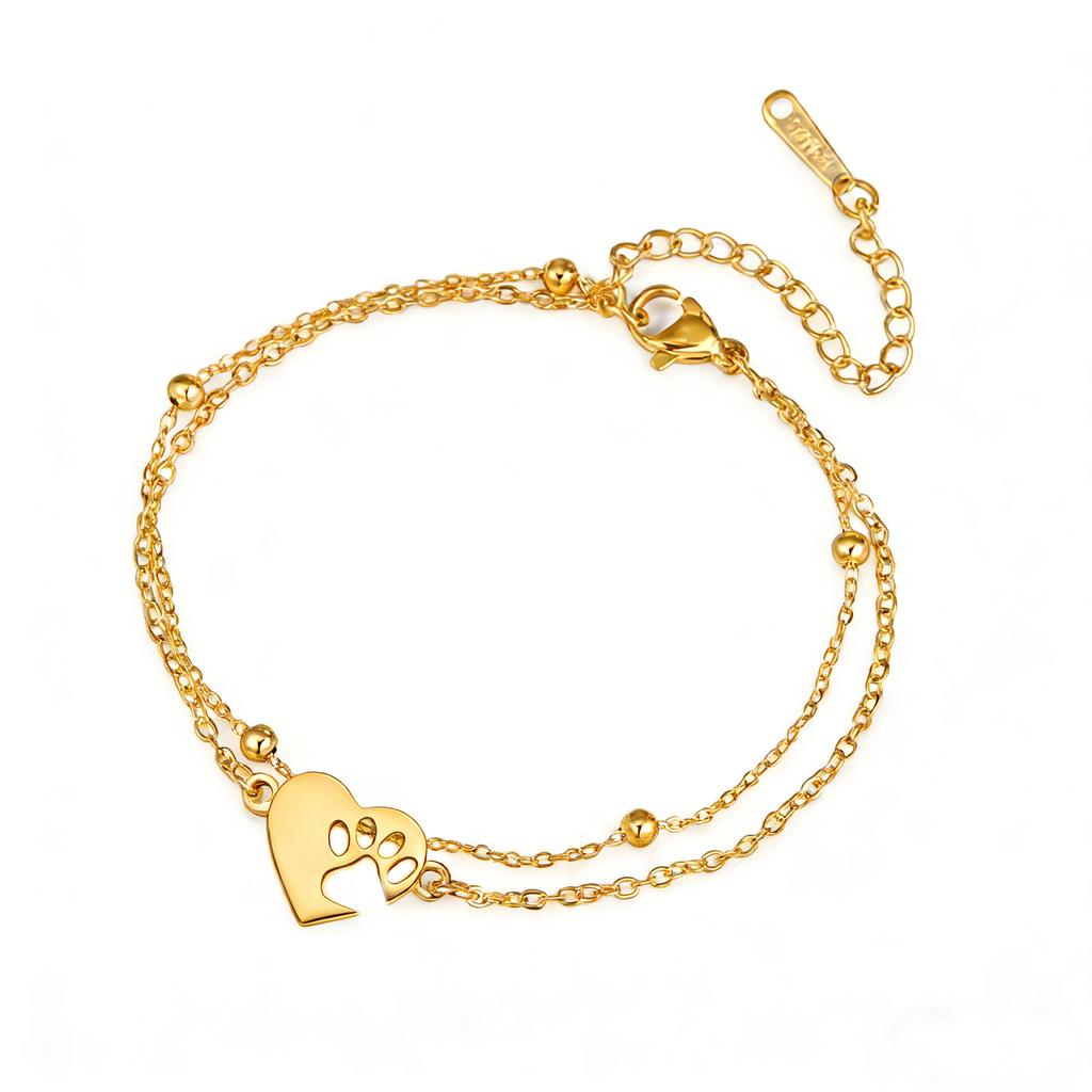 Heart Paw Bracelet For Girl Cute Poppy Paw Bracelets Cat Paw Beads Chain Bracelet for Women Jewelry Gift for Pet Lover