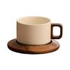 Traditional Ceramic Tea Mug With Wooden Base Large Capacity Cup For Coffee Hot Drink And Home Decoration