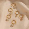 Trendy 18K Gold Waterproof Stainless Steel Earrings Dangling Diamond Cross Star Butterfly Pendant 18K Gold Body Jewelry Zircon