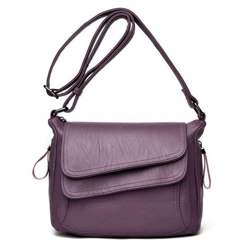 

Stylish Women s Casual Shoulderbag Soft Pu Leather Handbag With Adjustable Strap фиолетовый