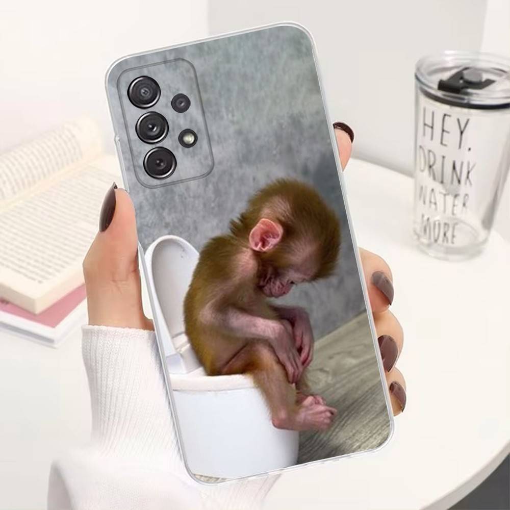 Cute Funny Monkey For Samsung A30,51,71,S9,Ultra,S20,FE,21,PIus,10,22,Lite,23,Transparent, Silicone Case
