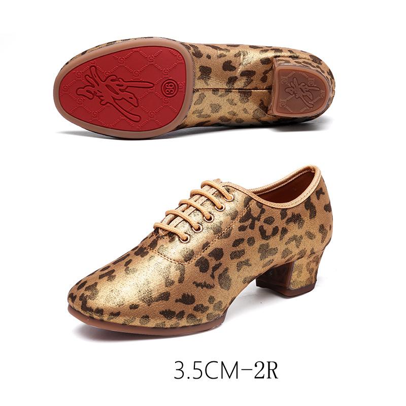 

Модная обувь для латиноамериканских танцев с золотистым леопардовым принтом для женщин и девочек, обувь для учителей, современная обувь для бальных танцев, каблук 3,5 см 41 золотой
