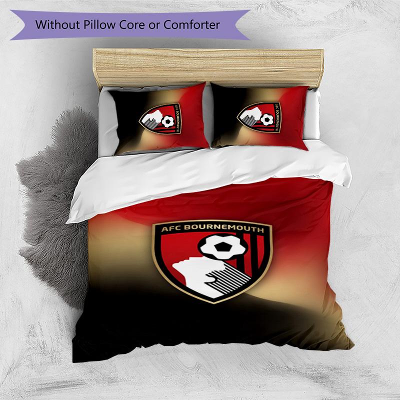 Set Lenzuola Stampato Calcio Bournemouth 3 Pezzi, Comodo Set Copripiumino per Camera da Letto Amico della Pelle