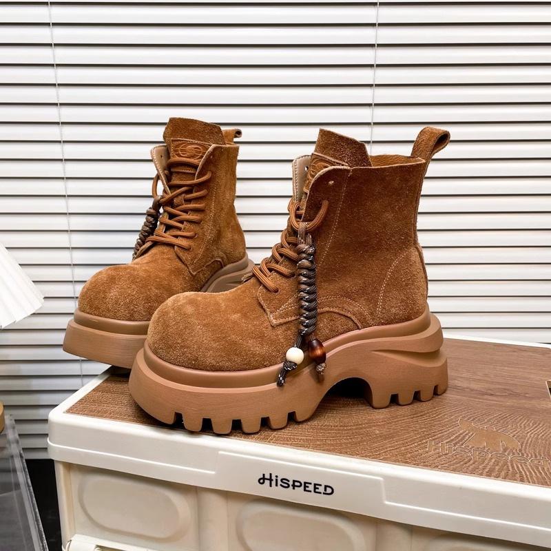 Matné měkké kožené boty na silné podrážce pro ženy, podzimní novinka 2025 dámské boty, kotníkové boty na šněrování s kulatou špičkou pro ženy