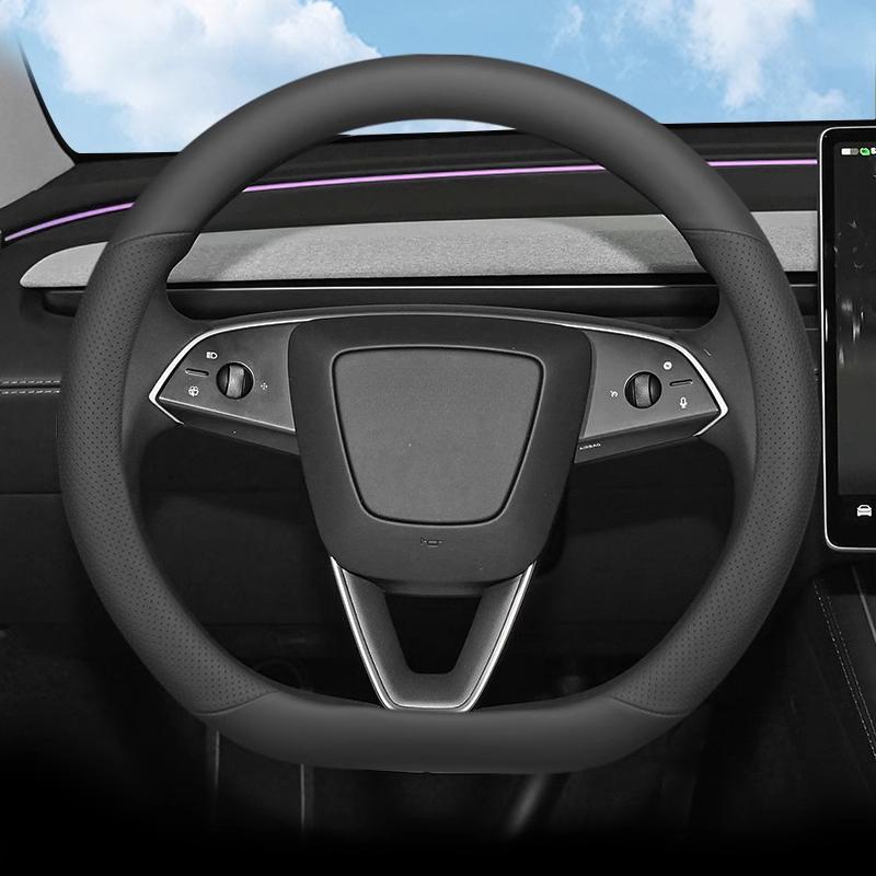 For Tesla Model Y 2025 Car Steering Wheel Cover Anti Slip Leather Breathable Four- Season Universal Car Interior Accessories