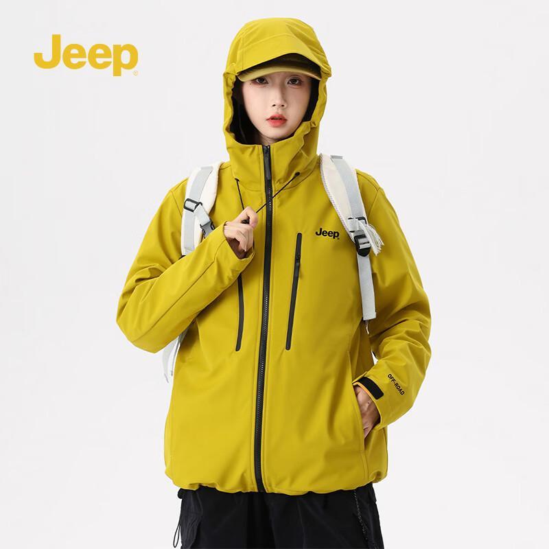 

JEEP Unisex Hooded Windproof Waterproof Fleece-lined Jacket L