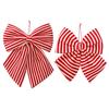 Snoepstokpatroon Kerststrik Ornament Zachte Stof Hangend Accent voor Boom, Krans, Cadeaupresentatie en Feestelijke Kamer
