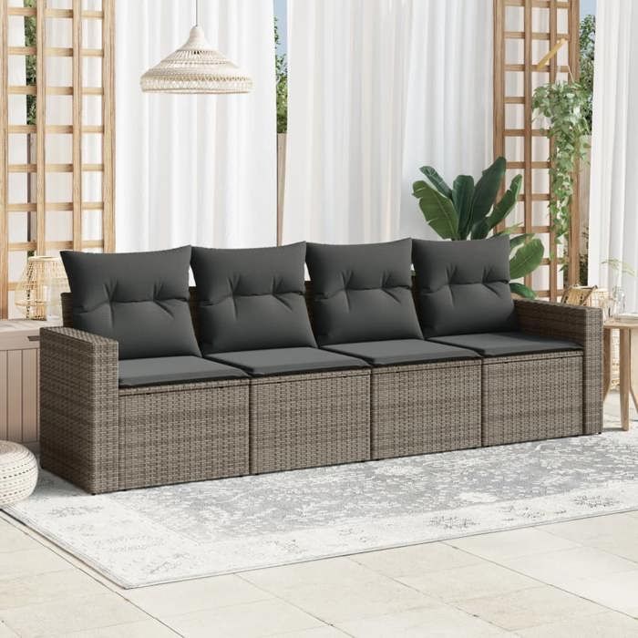 VidaXL Garden Lounge Set 4 Pcs with Grey Cushions Wicker 3218670