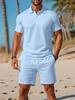 Herren Sommer Uni-Farbe Polohemd & Shorts Set - Lässiges Sport Zweiteiler, Europäischer & Amerikanischer Stil, Auf Lager