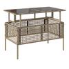 4 Piece Outdoor Sofa Set with Cushions Beige Poly Rattan Glass Table