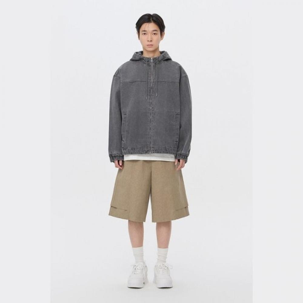 Customellow Gray Denim Hooded Blouson C9uam26381gyd