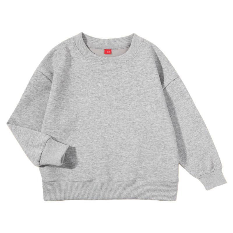320g Cotton Kids' Round Neck Sweatshirt - Autumn/Winter Casual Solid Color Pullover