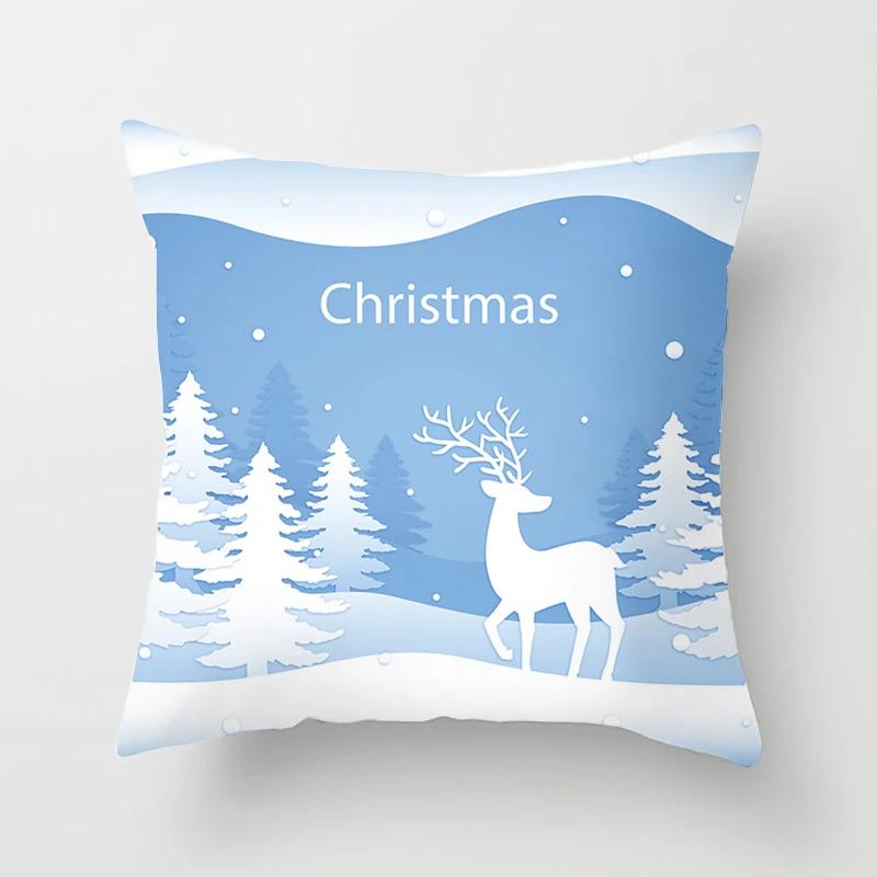 Blauer Schneeflocken Weihnachts-Kissenbezug Heimdeko Ornament Anhänger Geschenk Kissen