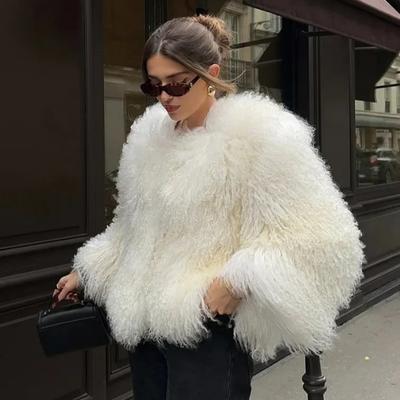 Fashion Luxury Cropped Faux Fur Coat Women's Winter Ins Hot Fluffy Short Faux Fur Jacket Street Style Warm Outwear