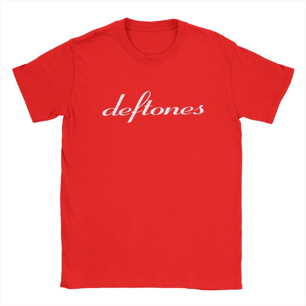 Deftones White Logo T-Shirts for Men Harajuku Gothic Japanese Vintage Cotton Tee Round Neck Short Sleeve Soft Oversized T Shirt