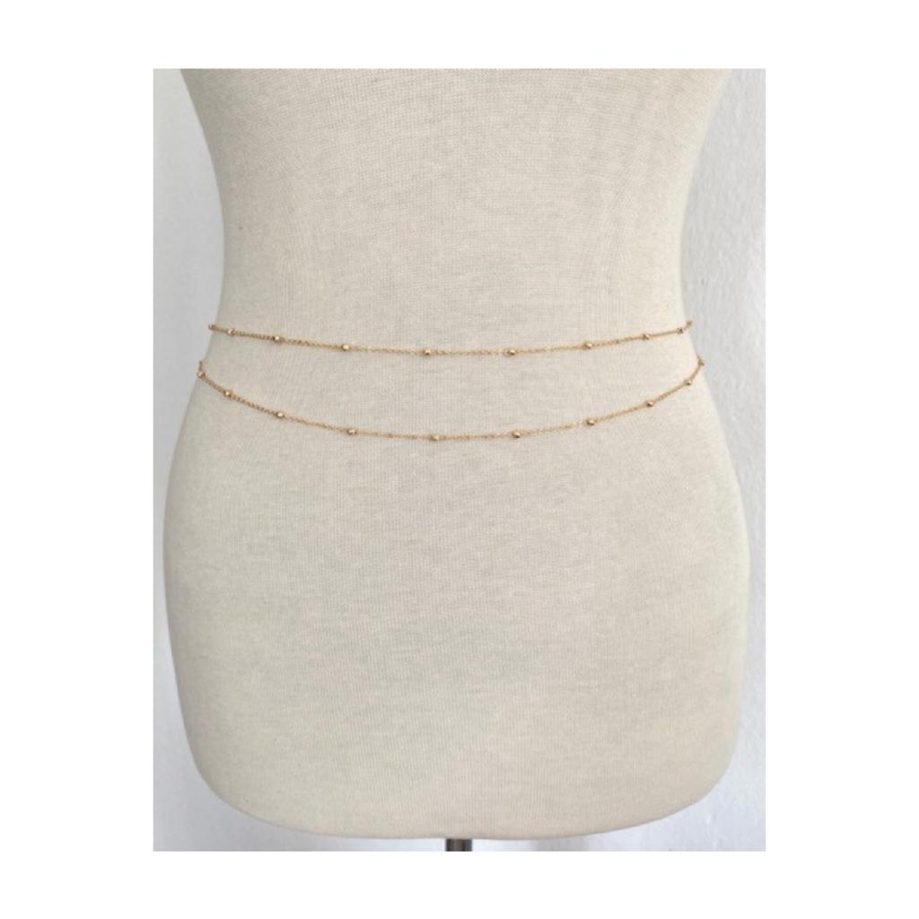 Tarnish Resistant 2 Piece Gold Color Waist Chain And Waist Necklace Missy