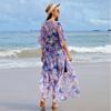 Chiffon Bedruckte Damen Strandbluse Sexy Cardigan Locker Strandurlaub Kleid