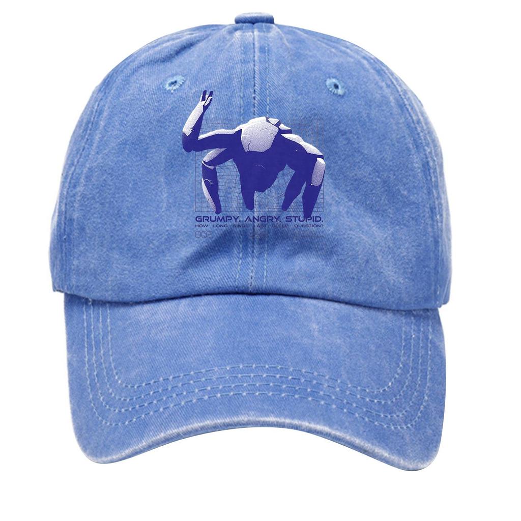 Washed Cotton Baseball Cap With Printed Distressed Soft Top Denim Hat For Men, European And American Retro Hat