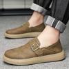 Italienische Herren Freizeitschuhe aus echtem Leder Retro Büro Dicke Sohle Slipper Monk Schuhe Slipper Outdoor Fahr-Flats
