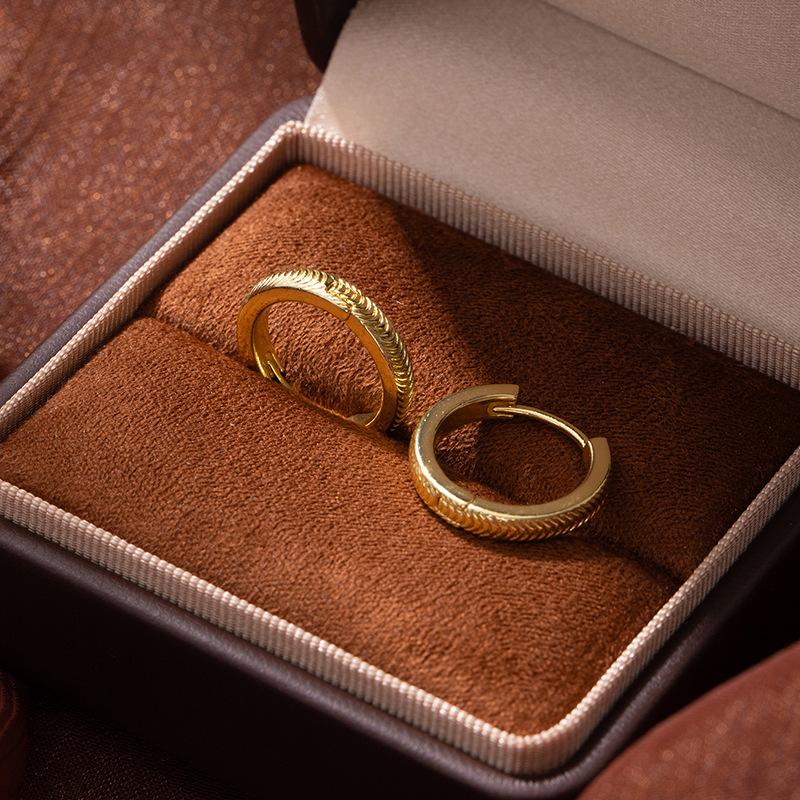 

Stylish And Simple Earrings, Versatile Zircon Earrings, Personalized Versatile Gold-Plated High-End Retro Plain Ring Earrings.