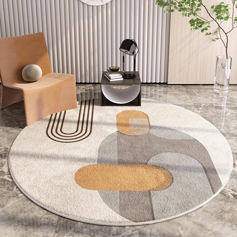 

Light Luxury Lounge Round Rug Minimalist Cream Rugs for Bedroom Fluffy Soft Living Room Decoration Carpet Home Thicken Plush Mat 80x80CM