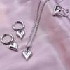100% Stainless Steel Heart Jewelry Set For Women Accessories Cute Girl Supplies Love Earrings/Rings/Necklace Fashion Party Gift