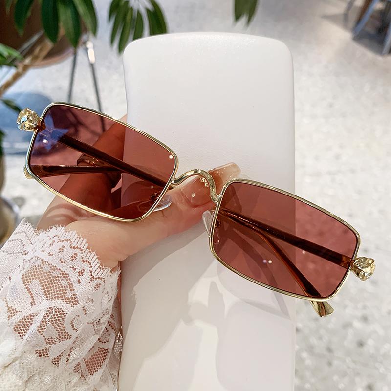 New Metal Square Retro Sunglasses With Small Lenses Trendy Sunglasses With Small Frames And Concave Shapes 98107