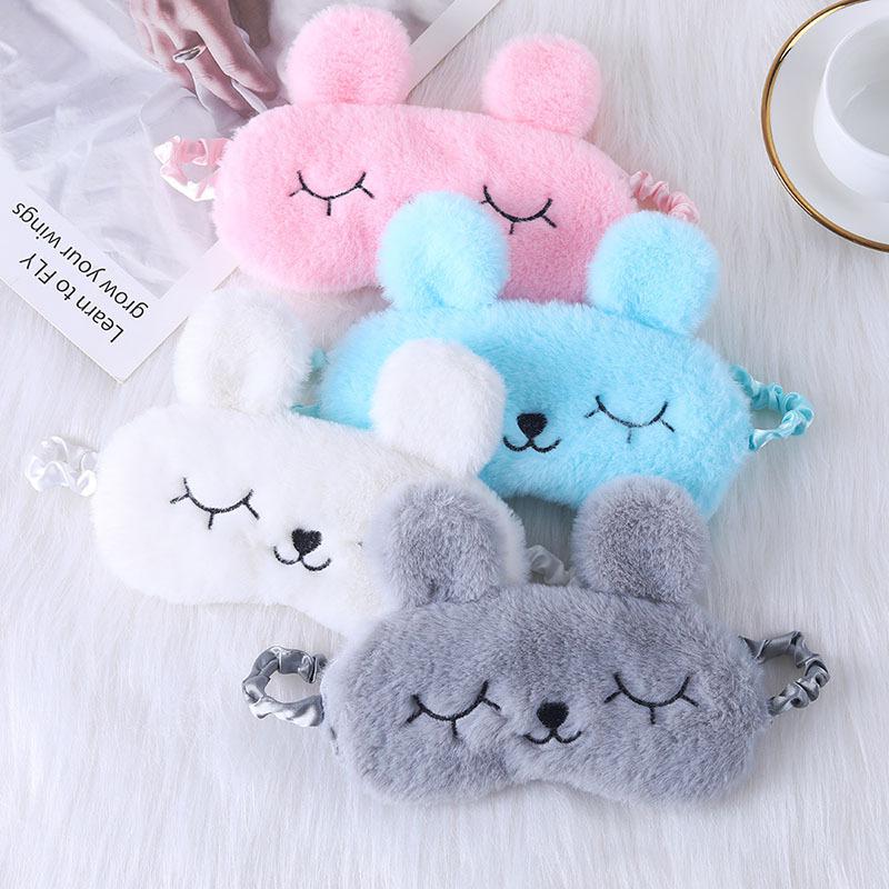 1Pc Cute Cartoon Rabbit Plush Sleeping Eye Mask Comfortable Sleep Mask Sleep Aid Traveing Home Shading Light Eye Cover Eyeshade