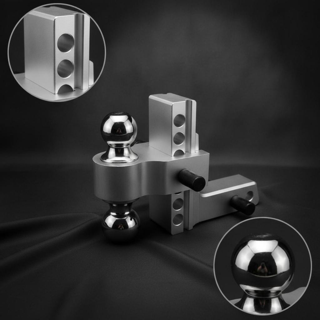 Adjustable Ball Mount with Dual Balls Aluminum Trailer Hitch Lockable