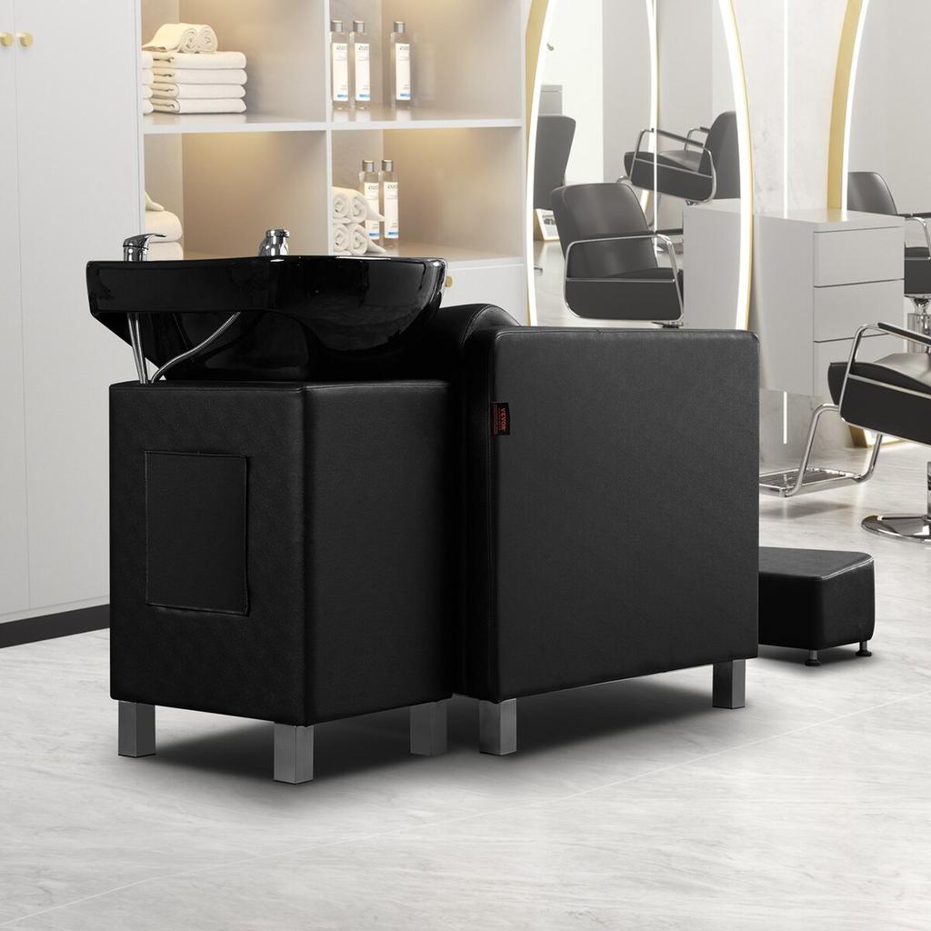 Shampoo Backwash Chair Salon & Spa Hair Washing Station with Wide Footrest