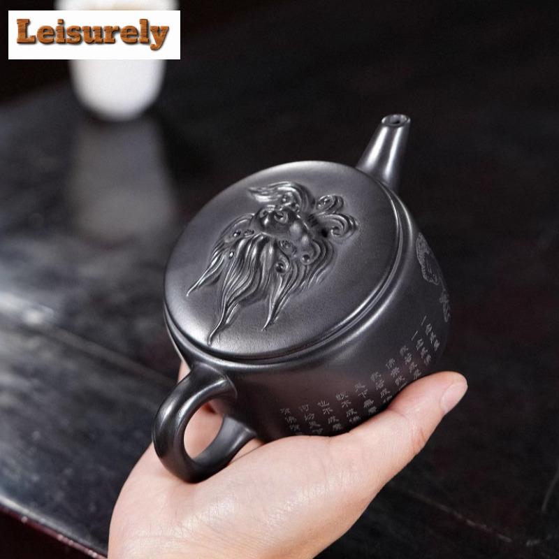 200ml Retro Yixing Purple Clay Teapots Handmade Large Caliber Pot Raw Ore Stone Yellow Mud Tea Brewing Kettle Zisha Tea Set Gift