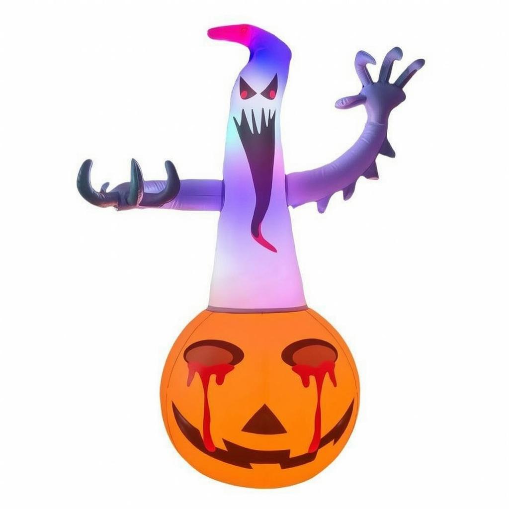 Inflatable Pumpkin Ghost with Integrated Bright & Convenient to Store for Porch