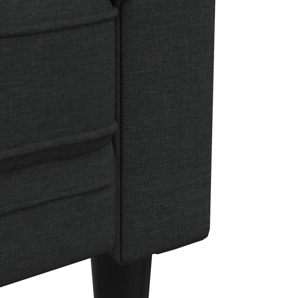 Vidaxl 3-Cz. Living Room Set, Black, Upholstered In Fabric