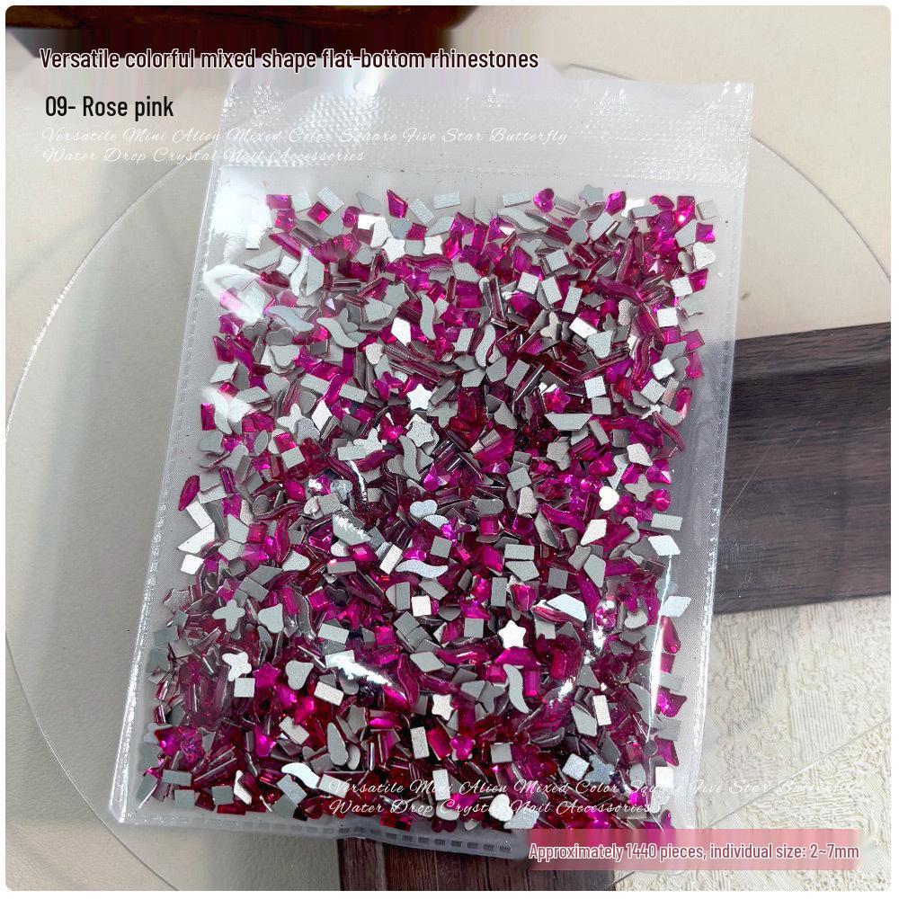 1440 Mini Flat-Back Rhinestones for Nail Art, Mixed Styles, Super Shiny Champagne Color, DIY Accessories