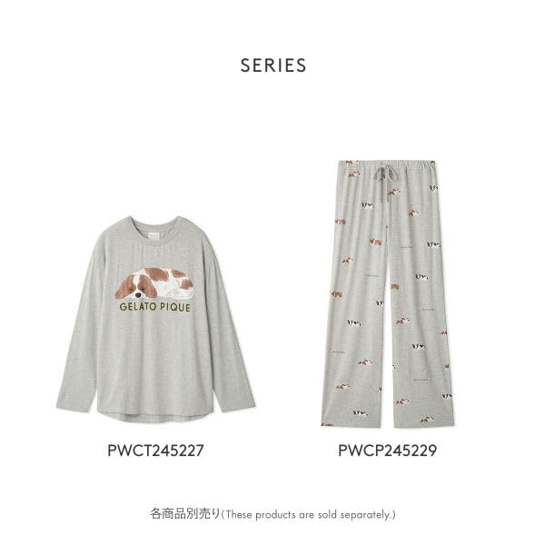 Gelato Pique Sleeping Dog Free Women's One-Point Long-Sleeved T-Shirt (Blue, Size)