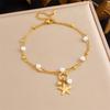 Layered Charm Anklet With Rhinestone Cherry Starfish Flower Moon And Star Pendants For Women