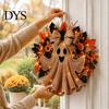 Podzimní Sklizeň Dekorace na Dveře Rustikální Halloweenský Věnec s Duchy na Vstupní Dveře, Statek Juta Závěsné Sezónní Dekorace na Verandu s Javorovými Listy,