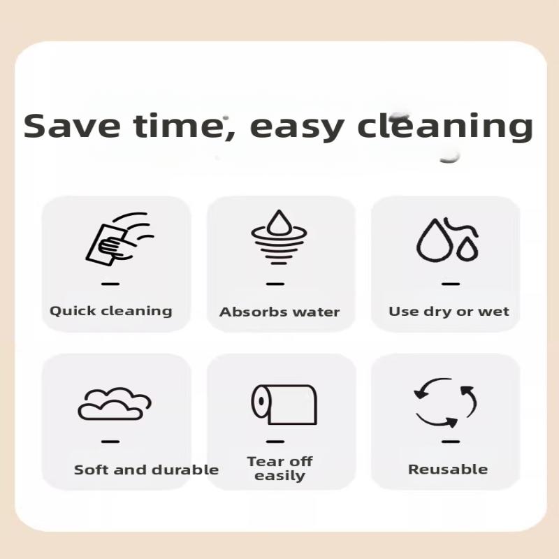 Tearable Microfiber Cleaning Cloth Roll Reusable With Cute Prints For Kitchen Wiping Home Use