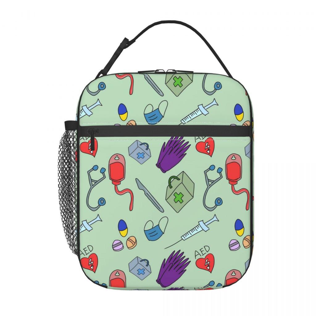 Medical Equipment Pattern Insulated Lunch Bag for Kids School Cooler Thermal Food Box Tote Portable Lunch Boxes Container