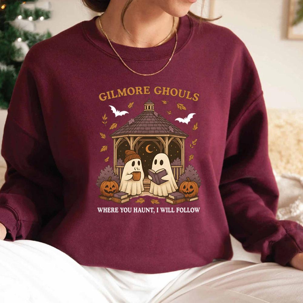 Gilmore Ghouls Sweatshirt Niedliches Geist Halloween Sweatshirt Unisex Grafik Hoodies Gruseliges Herbstshirt Lässige Langarm Pullover