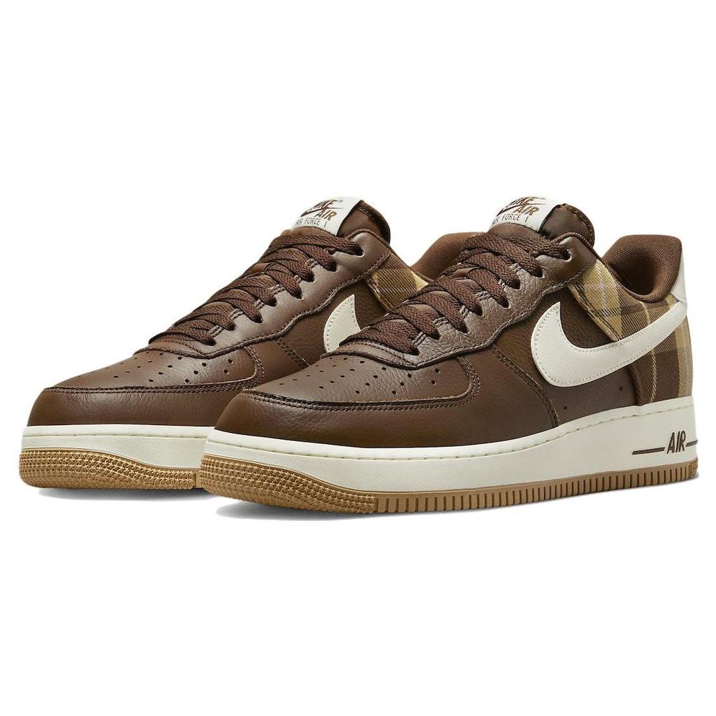 Nike Air Force 1 07 LX Cacao Plaid Unisex Sneakers Brown Cacao-Wow Pale-Ivory DV0791-200
