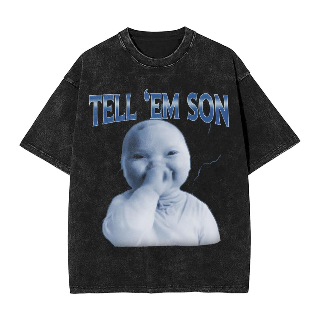 AI Niche Baby Holding Laugh Washed T Shirt Streetwear Hip Hop Fashion TShirt  Tees for Unisex Women Cotton Oversize