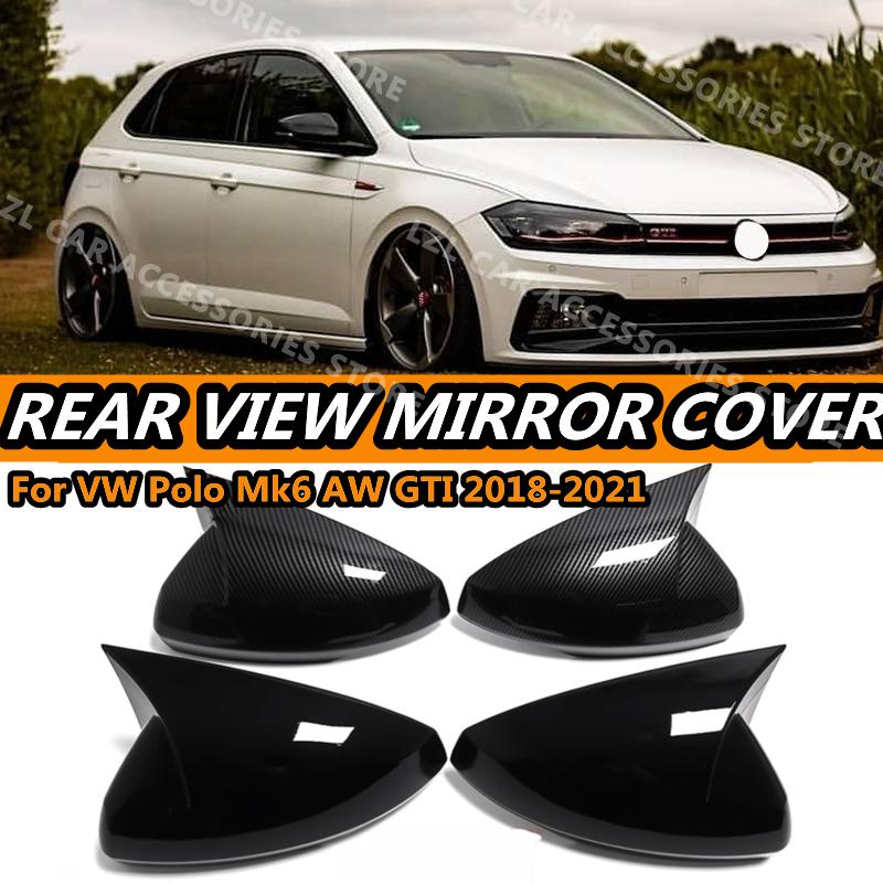 

Крышка зеркала заднего вида для Volkswagen для VW Polo Mk6 AW GTI 2018-2021 OX Horn, автомобильные колпаки, отделка корпуса, отделка из углеродного волокна
