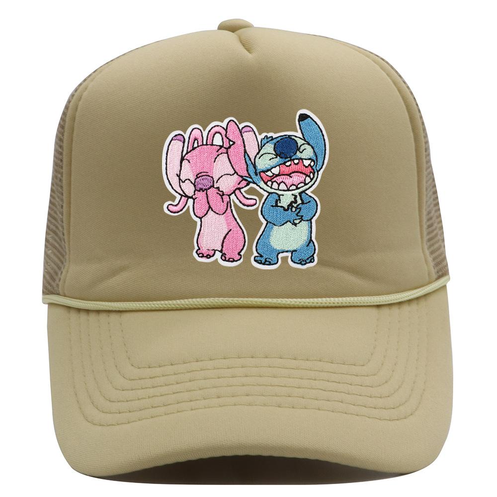 Labeling cartoon Stitch net hat color matching men's and women's baseball caps outdoor travel sunshade truck hat tide