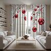 2 sztuki HD Boże Narodzenie Śnieg scena czerwona kula opadająca dekoracyjna zasłona biały krawat cyfrowo drukowana zasłona styl dekoracji domu