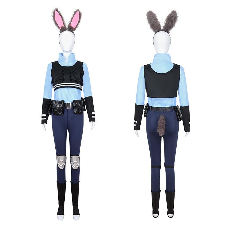 New Women Girls Crazy Animal Judy Hopps Halloween Cosplay Costume For Kids City Rabbit Police Officer Zoo Costume Fancy Dress